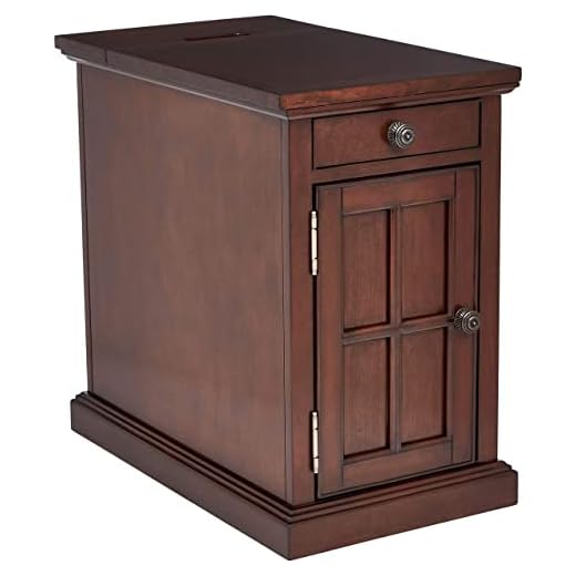 Ball & Cast Traditional End Table with Charging Station Chair Side Table with USB Ports & Outlets, Dark Brown
