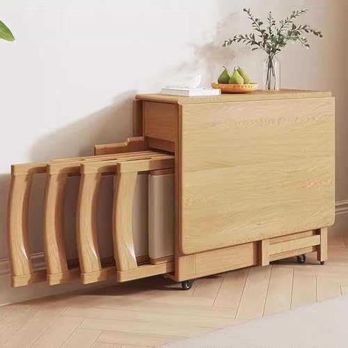 Mesa De Comedor Retráctil Con 4 Sillas Y Cajón, Juego De Mesa Y Sillas Plegables De Madera Maciza, For Espacios Pequeños, Cocina Y Comedor. Mesa De Comedor Retráctil Con 4 Sillas Y Cajón, Juego De Mesa Y Sillas Plegables De Madera Maciza, For Espacios Pequeños, Cocina Y Comedor.