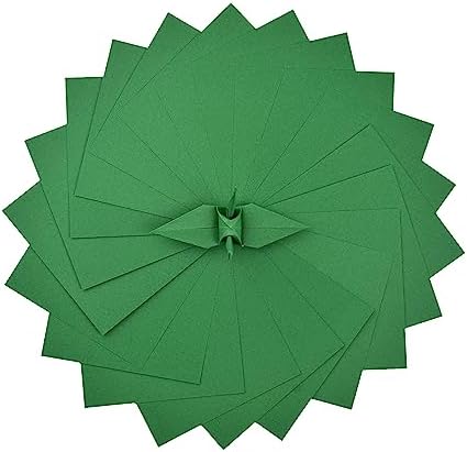 100 Origami Paper Double Sided Color 6x6 inches Square Easy Fold Paper for Folding Paper, Origami Cranes, Scrapbook Paper, Color paper, light weight card stock (S24 Dark Green)