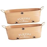 Milisten 2 Stück Retro Zinn Blumentopf Anlage Saftige Töpfe Pflanzen Pflanzgefäß Pflanzentöpfe Innen Groß Dekoration Blumentopf Vintage Home Decor Metallblumentopf Khaki Eisen