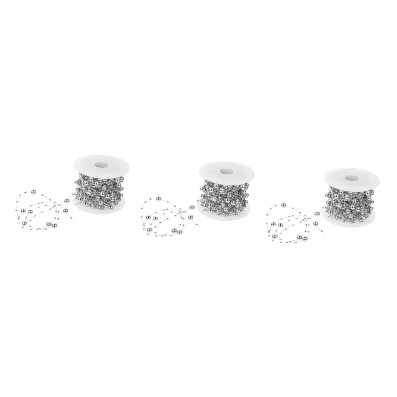 STOBOK 3 Rollen Perlenmaterial Weihnachtsfeier Silberne Girlande Hochzeitsschmuck Strassperlenkette Kette Aus Perlensträngen Kette Aus Kunstperlen Plastik Perlenanhänger Künstlich