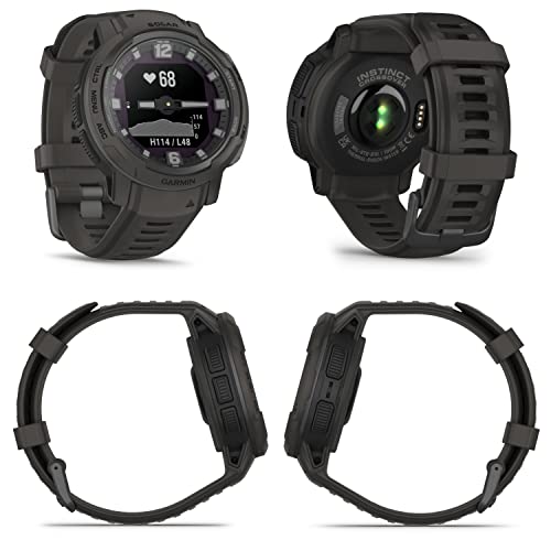 Wearable4U Garmin Instinct Crossover Solar, Rugged Hybrid Smartwatch, Analog Hands And Digital Display 1.27 In, Graphite E-Bank Bundle #TOP1