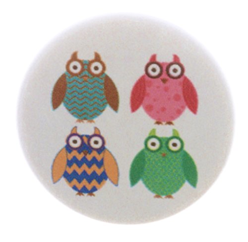 A&T Designs Colorful Cool Owls 1.25” Pinback Button Pin Badge