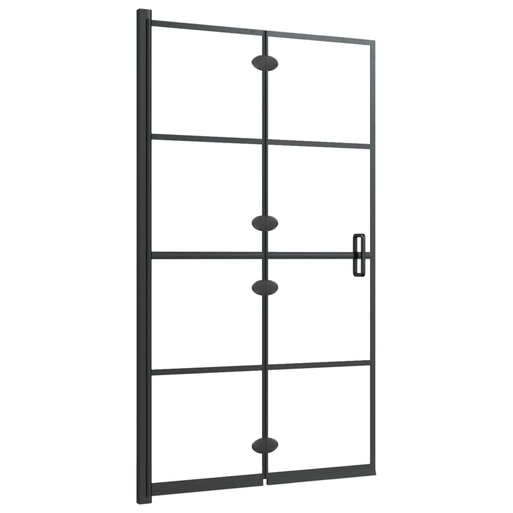 Mampara de ducha plegable de 80 x 140 cm, color negro, de cristal de seguridad ESG y perfil de aluminio, plegable para facilitar el acceso, incluye material de montaje