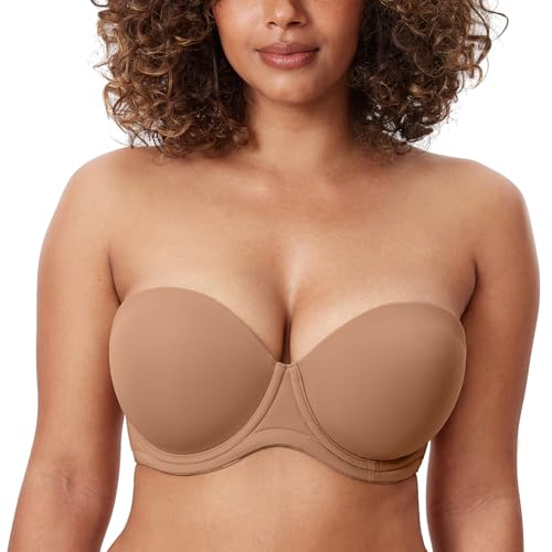 Image of DELIMIRA Women's Lightly Padded Plus Size Strapless Bras | Full Coverage, Underwire, for Large Breasts, Multiway Bra