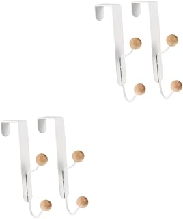 Alipis Coat Hanger 4 pcs Hook up White Clothes Rack Punch Free Door Hooks Punch-Free Door Hooks Stainless Steel Door Clothes Hanger