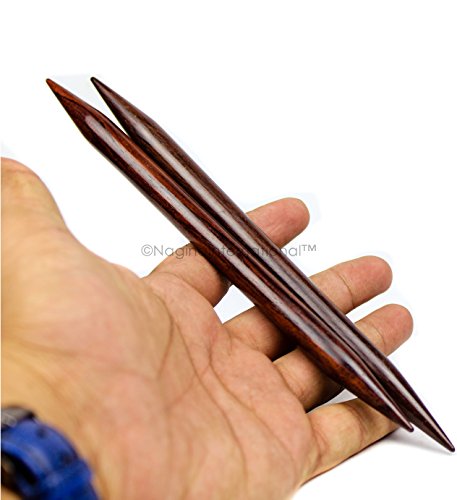 Image of Double Point Rosewood Crafted Premium Knitting Needles | Yarn Storage & Crocheting Accessories | Nagina International (Rosewood, 10mm)