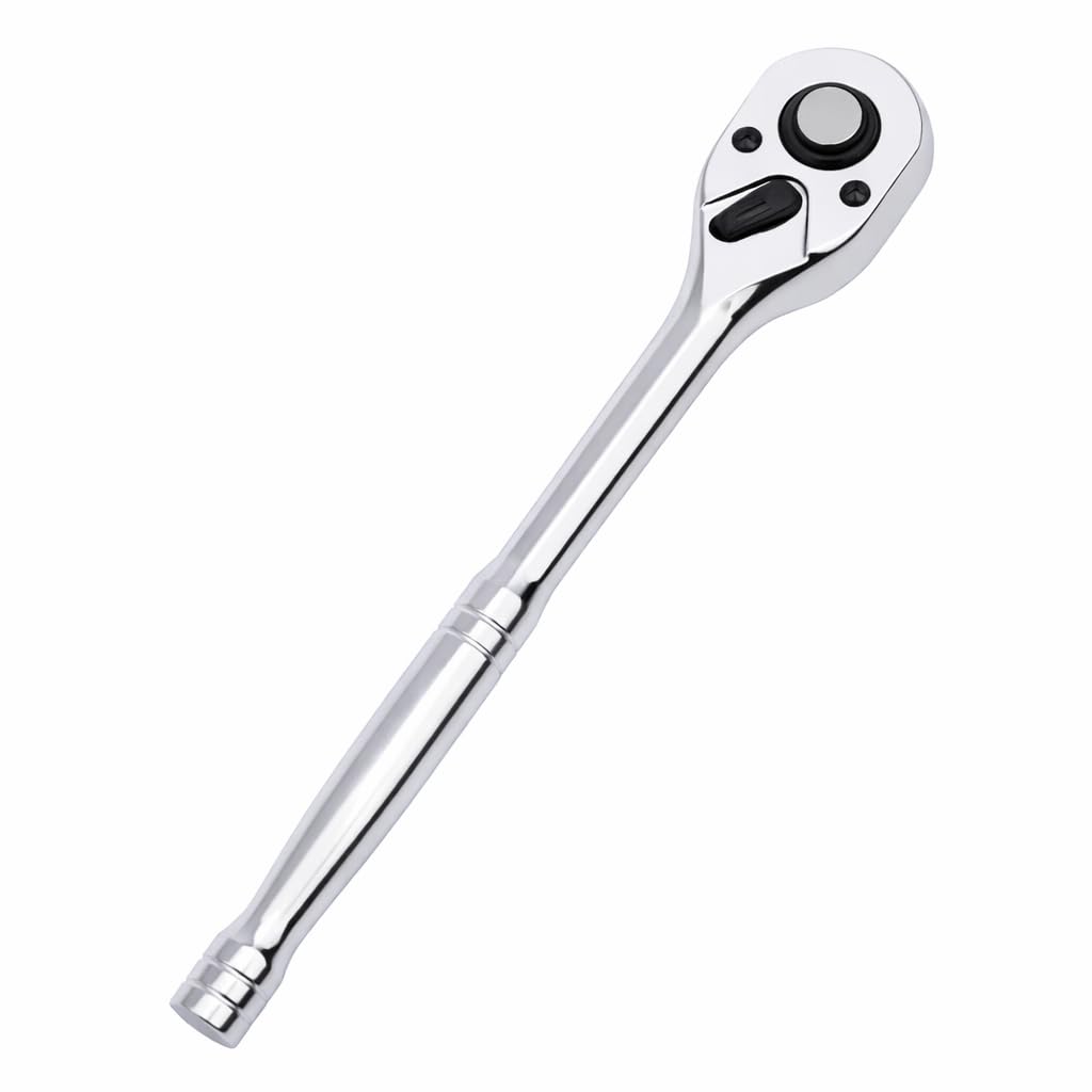 KATSU Ratchet Wrench 1/2", Handle for 72 Teeth Quick Release Pipe Wrench, Polished Chrome Vanadium, Auto Repair Garage Mechanics Tool, 250 mm 423908