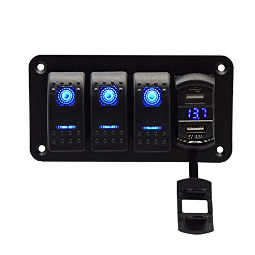 Panneau d'interrupteur à bascule étanche 4 positions avec double chargeur USB 5V 4.8A