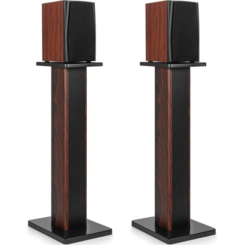 OUUTMEE Drewniane stojaki głośnikowe 90 cm (35 cali) – wytrzymałe stojaki na głośniki HiFi do monitorów kina domowego i studyjnego – uniwersalny wspornik głośników podłogowych z konstrukcją wypełnianą