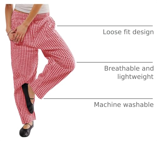 Image of YKR Plaid Pants for Women Gingham Lounge Wide Leg Low Waist Pajama Pants Elastic Waist Trousers with Pocket
