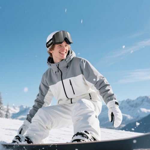 EXP VISION Ski/Snowboard Goggles, Magnetic Lens Snow Goggles with Anti-Fog & UV400 Protection for Men & Women (Black Frame-Silver)