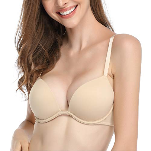 Deyllo Women’s Push Up Underwire Bra Super Padded T-Shirt Bra Add Two Cups