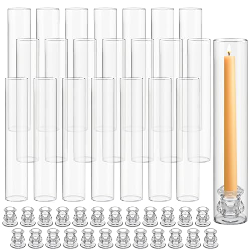 Teenyyou 24 Set Glass Hurricane Candle Holders 12.6