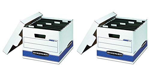 Bankers Box HANG'N'STOR Medium-Duty Storage Boxes, FastFold, Lift-Off Lid, Letter/Legal, (00785) (2 X Pack of 4)