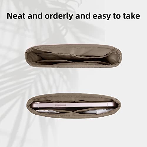 Dgaz Silky Purse Organizer Insert Fits Evelyne Tpm/Pm/Gm/Tgm Bags, Luxury Handbag & Tote Organizer, Simplicity Bag Organizer（Etoupe Grey,Gm） #TOP4