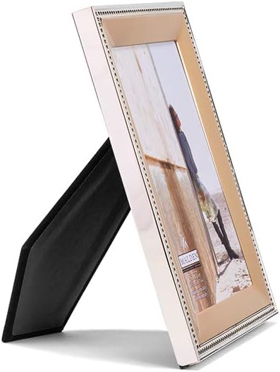 Malden International Designs 5294-46 Classic Silver Metal With Silver Beads 2-Tone Picture Frame, 4x6, Silver