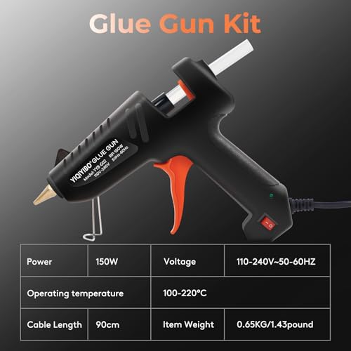Miniatura 3 de Yiqiyibo Pistola Silicona Caliente, 150w Pistola De Pegamento Caliente Con 20 Barras De Pistola De Silicona Pegamento Caliente Para Manualidades, Reparaciones Del Hogar, Trabajos Manuales, Sellado