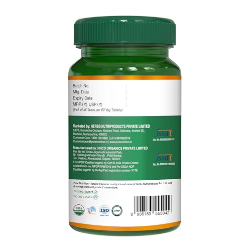 Image of Pure Nutrition Organic Moringa Tablets with 1200mg Leaves Extract | Moringa Tablets for Healthy Digestion, Immunity, Energy Levels & Detox - 60 Veg Tablets