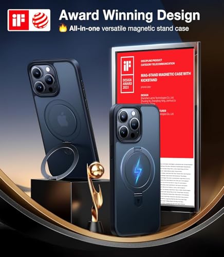 Image of iPhone 16 pro Magsafe Stand Case | Matte Design & 360 Protection | Military-Grade Apple iPhone 16 pro Cover | Ultra Premium - Blue