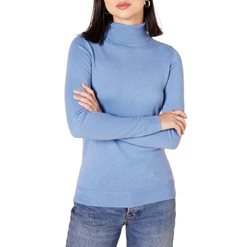 Amazon Essentials Maglione A Collo Alto E Maniche Lunghe Leggero con vestibilità Classica (Taglie Forti Disponibili) Donna, Blu Fiordaliso, M