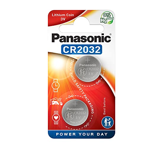 Panasonic CR2032 Pila botón de litio no recargable, 3V, 225 mAh, Caja de 12 paquetes de 2 unidades