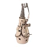 Windlicht Teelichthalter Schneemann Porzellanfigur