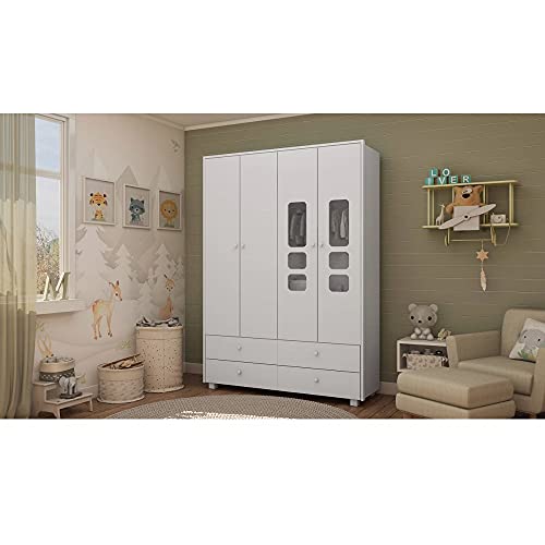 Guarda Roupa Infantil Sol 4 Portas Branco - Gelius