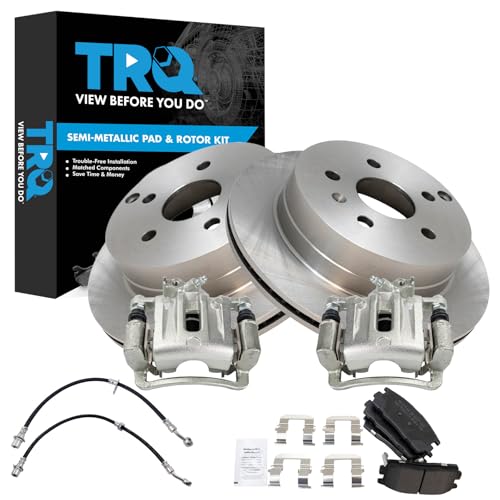 Image of TRQ Rear Brake Pad & Rotor Kit Semi-Metallic Compatible with 2010-2012 Chevrolet Equinox 2010-2011 GMC Terrain