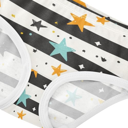 ZZKKO Yellow Blue Star Black Stripe Girls Underwear Toddler Panties for Girls Comfort Brief Size 2T-8Y3