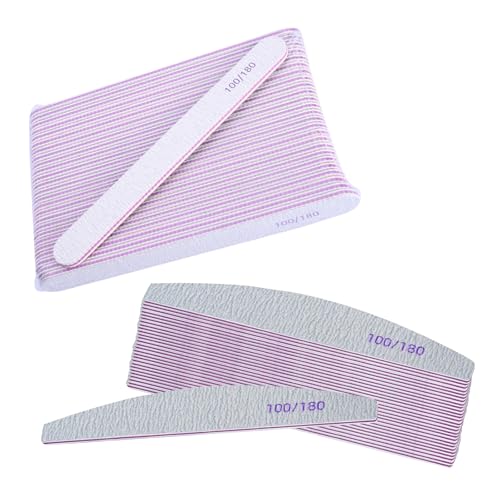 60 Piezas Limas de Uñas Profesionales: 100/180 Doble Cara, Limas para Uñas Reutilizables y Lavables, Lima Uñas Profesional para Gel, Acrílico y Mascotas, Lima