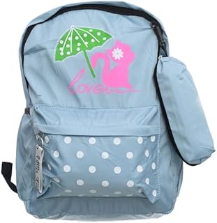 شنطة ظهر مدرسية عالية السعة مقاومة للماء مصممة بجيب امامي وجيبين جانبيين واشرطة كتف مريحة متضمنة مقلمة لطيفة عملية للطلاب - متعددة الالوان