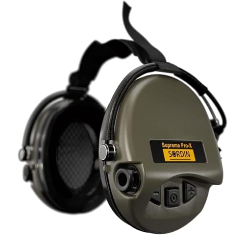 Sordin Supreme Pro-X Electronic Hearing Protector, Green PVC Neckband, SordinHEAR2, Waterproof, 400 h Battery, 3.5mm AUX Input, IP67 Rated (76302-X-S-US) by Sordin - Used condition - US$360.99