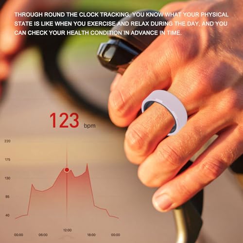 ASHATA Smart Ring, Schlaf-Tracking Tragbar, Modisch, Elegant, Leicht, K&ouml;rpertemperatur, Schrittz&auml;hler, Tragbar, Schlaf-Tracking-Ring, Fitness, Smart Ring, (Nr. 8)