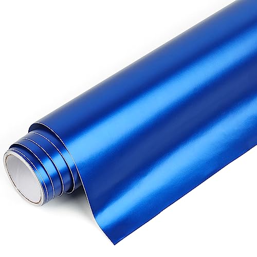 IModeur Matte Metallic Blue Permanent Vinyl Roll - 30.5 x 214 cm Blue Vinyl for Cricut, Self Adhesive Vinyl for Cup, Windows, Birthday Gifts, Party Ornaments, Home Decor