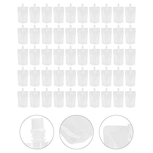 Doitool 50Pcs Plastic Liquor Pouches Drinking Flasks 300Ml Disposable Drink Pouches Liquid Spout Bags, Clear Milk Beverage Jelly Coffee Water Bag For Home Travel Party #TOP3
