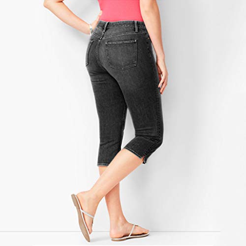 Slimming Womens Stretch Jeans Denim Solid Tummy Control Crop Capris Butt Lift Insulated Pants Outfits Trousers #TOP3