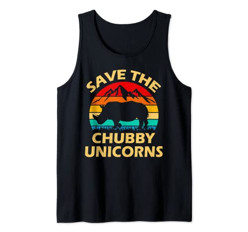 Save The Chubby Unicornios Estilo Vintage Colores Atrapados Camiseta sin Mangas