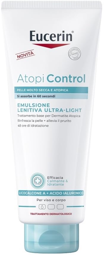 Eucerin Atopi Control Beruhigende Körperemulsion Ultra-Light 400 ml, schnell einziehende atopische Dermatitis-Creme, angereichert mit feuchtigkeitsspendenden Ceramiden 48h+, Feuchtigkeitscreme für