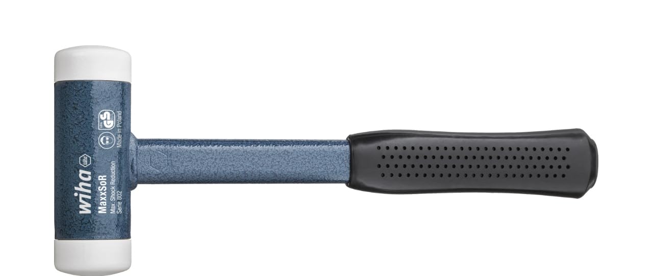 Wiha Martillo de cara blanda sin contragolpe, muy duro con tubo de acero, cabezal redondo 40, 305 mm (39019)