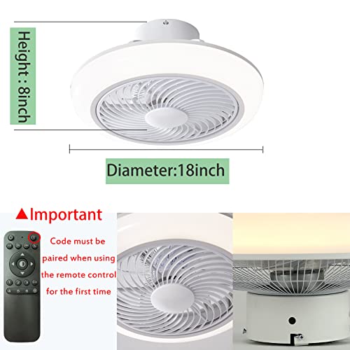 Powrol Ceiling Fan With Lights Flush Mount Reversible Blades 18" Ceiling Fans Remote Control Led Dimmable 3 Colors 6 Speed,Timer 1H/2H,Enclosed Low Profile Fan Light For Indoor Bedroom,Kitchen,Attic #TOP5