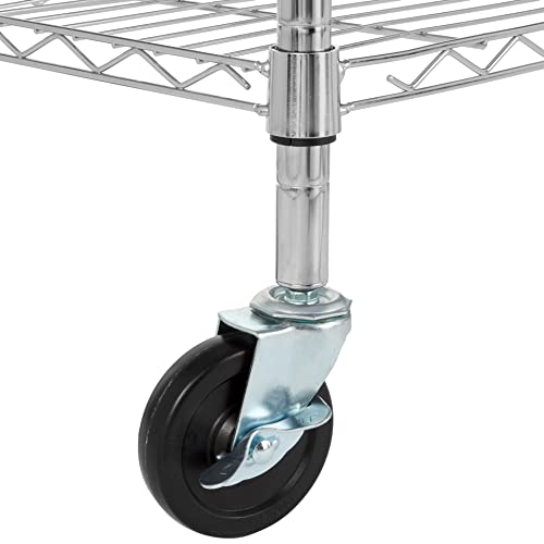 Amazon Basics Portable Kitchen 3-Tier Storage Rack on Caster Wheels with Adjustable 2 Shelves, 175 Pound Capacity, 21 x 15 x 36.7 inches (LxWxH), Wood/Chrome by Amazon Basics - Image 2