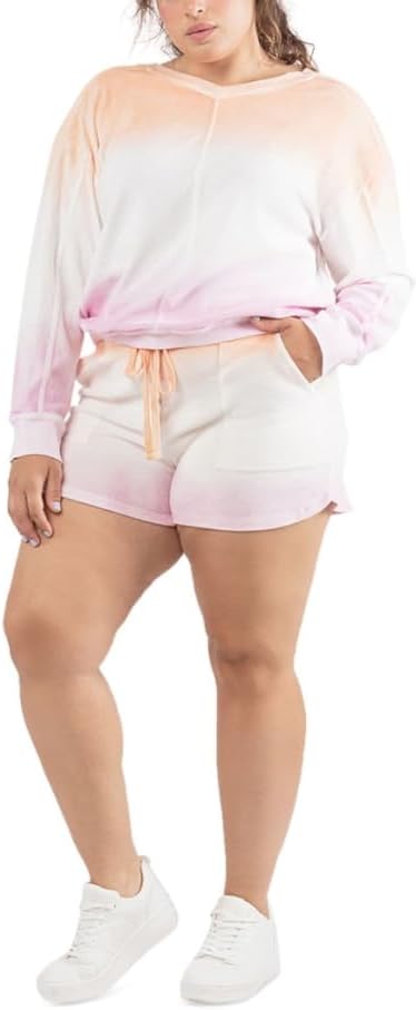 Trendy Plus Size Dip Dyed Drawstring Shorts