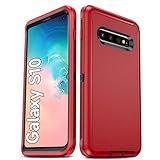 LeYi Compatible for Galaxy S10 Case: 【Not Fit S10E/ S10 Plus/ S10 Lite】 Samsung S10 Protective Cover, 3 in 1 Full Body Shockproof Rubber Dustproof Rugged Protection Phone Funda for S 10, Red/Black