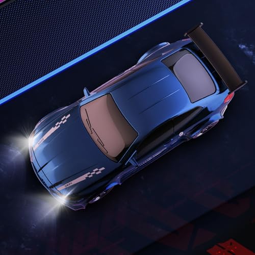 Image of 1:64 Scale Mini RC Drift Car, 2.4GHz 4WD Desktop Drift Car (Blue) | Handheld Drift Car, Full Proportional Model Vehicle with LED Lights, Multiple Drift Modes, Racing Sport Toy for Adults Teens