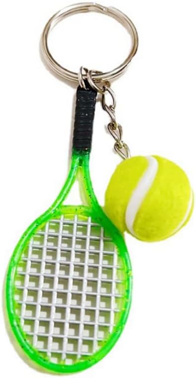 Funny Tennis Ball Sport Keychain Cute Pom Pom Keychain Imitation Tennis Racket Keyring for Backpack image 5