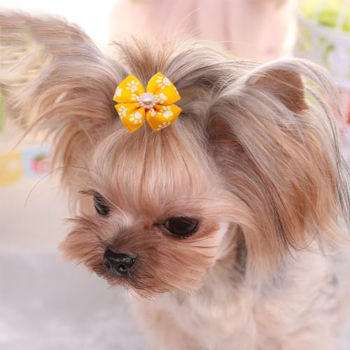 Pet Show Bowknot Dog Hair Bows With French Barrette Clips Pet Puppies Yorkie Teddy Grooming Hair Accessories Pack Of 10 thumb #5