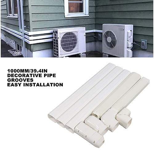Cocoarm PVC- Leitungsset- Abdeckungsset, Dekorative Rohrabdeckung für Mini- Split- Klimaanlage, PVC- ABS, 800 Mm, Gerader Kanal, 2- teiliges Schnappdesign, für Außenwand- Wärmepumpe 1 Bis 5 PS-2