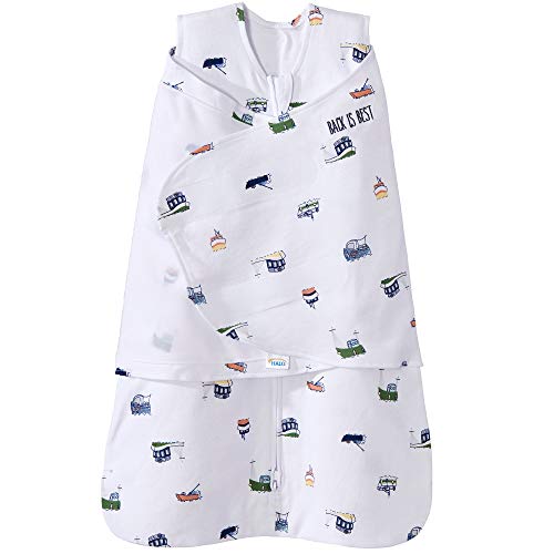 HALO 100% Cotton Sleepsack Swaddle, 3-Way Adjustable Wearable Blanket, TOG 1.5, Nautical Tug Boats, Small, 3-6 Months