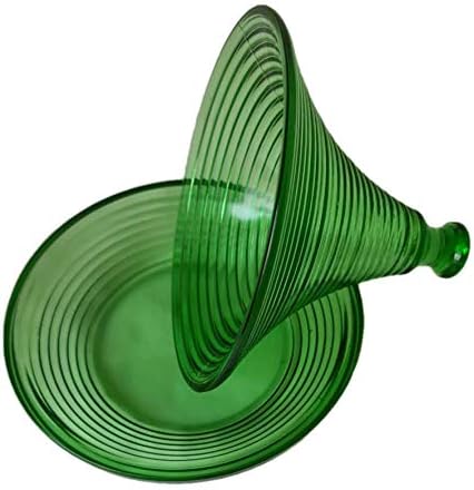 Hand Casted Glass Tagine for Serving Food. 23 cm Round. 22 cm Height. Pyramid Step Design. Base Plate 5 Cm Deep. Product Weight 1865 gm. Green Color